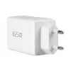 EFB Elektronik 65W GaN sieninis įkroviklis 2x USB-C + USB-A PD3.0 QC3.0 baltas G651A2CE