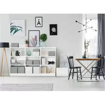 LEITZ Home Cube laikymo dėžių rinkinys, 3 vnt., baltos, 100% perdirbto gofruotojo kartono, nuimamas dangtis 628288