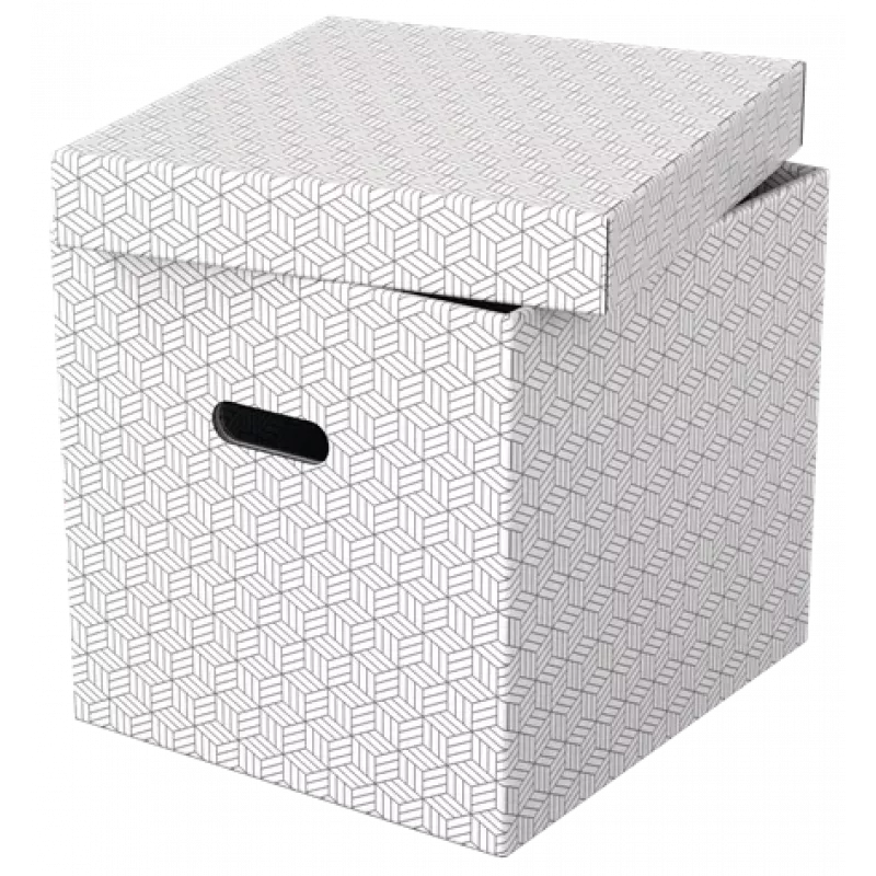 LEITZ Home Cube laikymo dėžių rinkinys, 3 vnt., baltos, 100% perdirbto gofruotojo kartono, nuimamas dangtis 628288