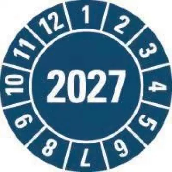 HEIN Industrieschilder Inspekcijos lipdukas 2027, mėlynas, savaiminio lipnumo plėvelė, apvalus 20 mm, 500 vienetų ritinyje 189463