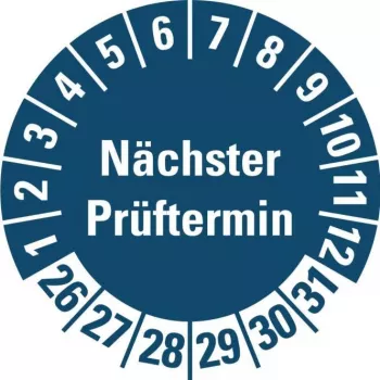 HEIN Industrieschilder patikros lipdukas NP26-31 mėlynas apvalus 20 mm, 500 vnt./ritė (185778)