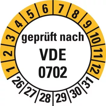 HEIN Industrieschilder 188207 VDE 0702 patikros etiketės, 26–31 sav., 20 mm, nuolatinis klijavimas, 500 vnt. ritinyje