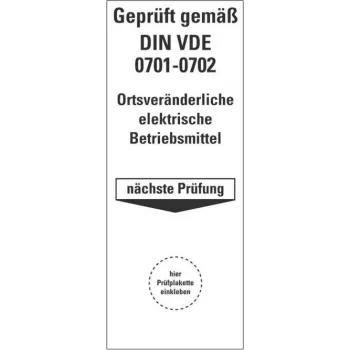 HEIN 178140 patikros etiketė pagal DIN VDE 0701-0702, lipni, geltona, 50 x 25 mm, 100 vnt.