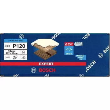 Bosch 2608901649 šlifavimo lapeliai daugiafunkciam šlifuokliui, 120 grūdėtumo, 93 x 102 mm, 50 vnt.