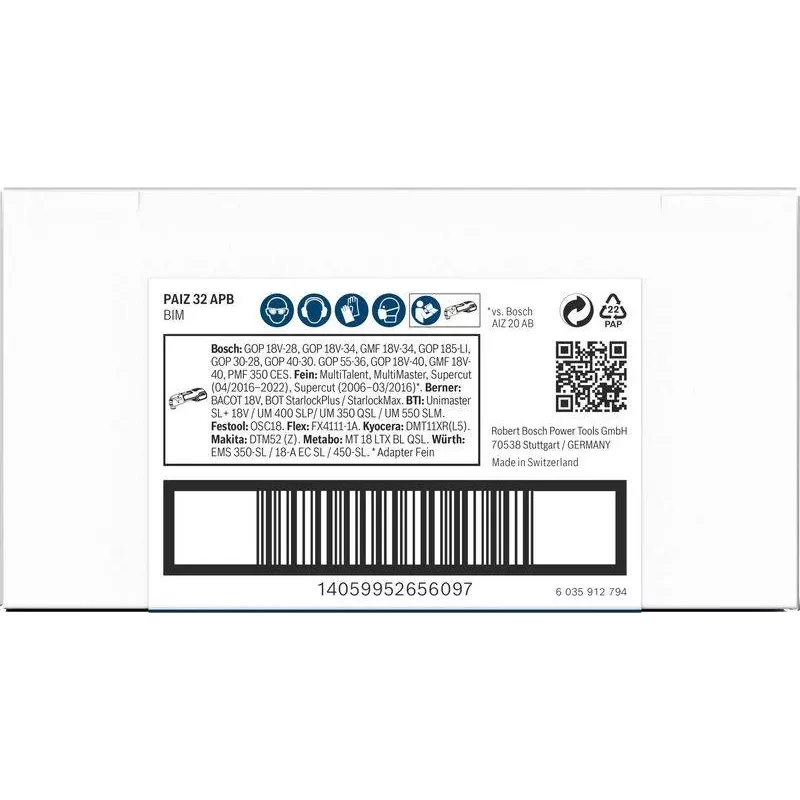Bosch PRO PAIZ 32 APB įpjovimo diskinis pjūklas 32x60 mm StarlockPlus Bi-Metal 2608669130