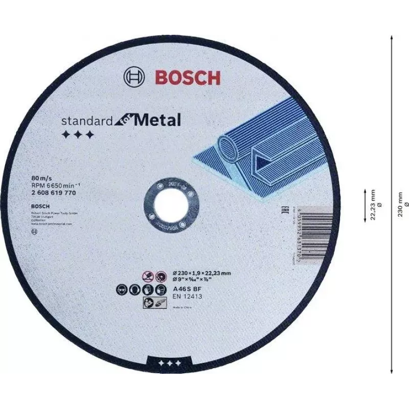 Bosch Standard for Metal 2608619769 pjovimo diskas 180 mm x 3 mm x 22,23 mm, aliuminio oksidas, 1 vnt.