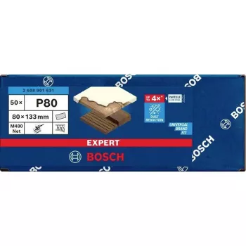 Bosch M480 Net šlifavimo tinklelis orbitiniams šlifuokliams, 133 x 80 mm, grūdėtumas P80, 50 vnt. 2608901631