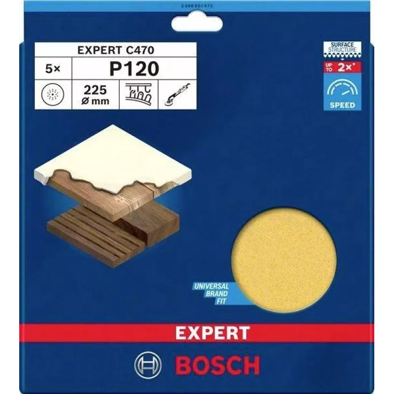 Bosch Expert M480 šlifavimo diskas gipso kartono šlifuokliams, 225 mm, grūdėtumas 120, 5 vnt. 2608901673