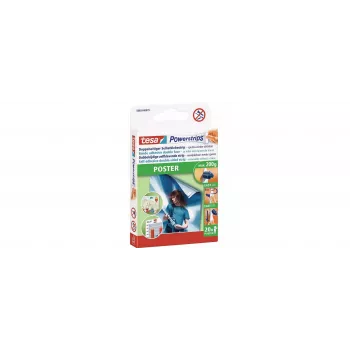 tesa 58003 Powerstrips lipnių tvirtinimo juostelių rinkinys, 60 vnt., baltos spalvos, tvirtinimas nepažeidžiant paviršių 58003-00500-04