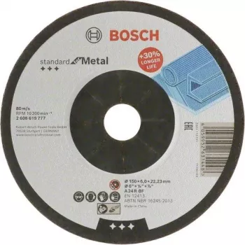Bosch Standard for Metal šlifavimo diskas 125 x 6,0 mm, įdubęs centras (Type 27), aliuminio oksidas, 2608619777