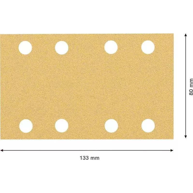 Bosch 2608901662 šlifavimo lapeliai ekscentriniams šlifuokliams, 80 grūdėtumo, 133 x 80 mm, 50 vnt.