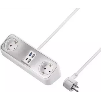 Sygonix SY-4538256 2 lizdų Schuko elektros prailgintuvas, baltas, 1,5 m kabelis