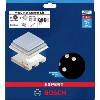 Bosch Expert M480 225 mm šlifavimo tinklelio rinkinys sausųjų statybų šlifuokliams, grūdėtumas P80/P120/P180, 3 dalių 2608901667
