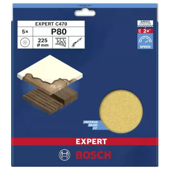 Bosch Expert M480 tinklinis šlifavimo lapas sausgipsio šlifuokliams, grūdėtumas 80, Ø 225 mm, 5 vnt. 2608901672