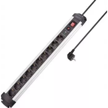 SYGONIX SY-4755616 apsauginis nuo įtampos šuolių prailgintuvas, sidabrinis/juodas, 6 Schuko lizdai, 1,5 m