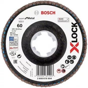 Bosch X-LOCK R780 Best for Inox 125 mm P60 cirkonio oksido mentelinis diskas, kūginis Type 29, 2608619804