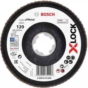 Bosch Accessories 2608619806 Expert for Inox X-LOCK šlifavimo diskas 125 mm, grūdėtumas 60, 1 vnt.