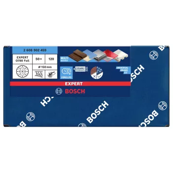 Bosch Expert M480 šlifavimo diskas 150 mm P120 8+8+1 kiaurymės, Hook and Loop 2608902459