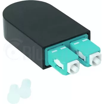 BLUELAN BlueOptics Šviesolaidinis Loopback Adapteris OM3 50/125µm Multimode SC/UPC Duplex, Aqua/Turquoise, Keraminis Ferulis, -40°C iki +85°C (BOLBSCOM3)
