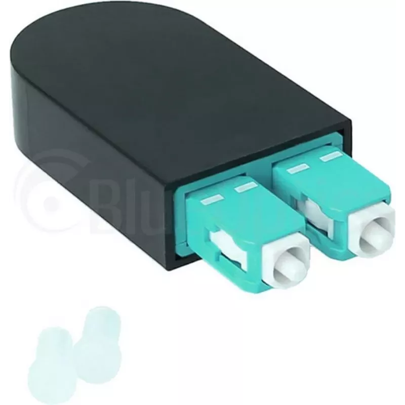 BLUELAN BlueOptics Šviesolaidinis Loopback Adapteris OM3 50/125µm Multimode SC/UPC Duplex, Aqua/Turquoise, Keraminis Ferulis, -40°C iki +85°C (BOLBSCOM3)