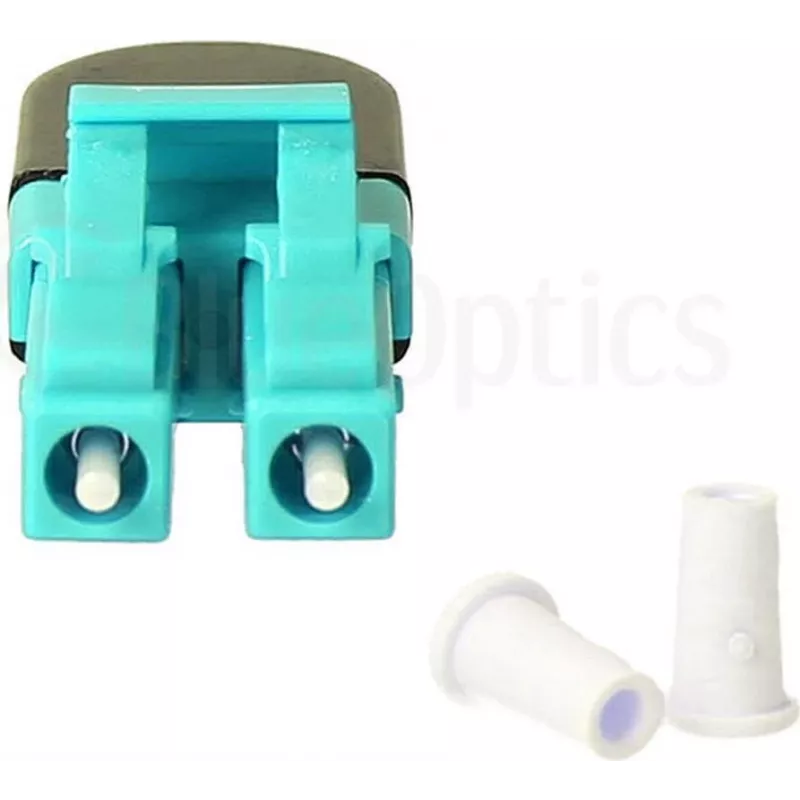 BLUELAN BlueOptics OM3 LC/UPC duplex daugiamodis šviesolaidžio loopback adapteris, akvamarino spalvos, keraminis ferulis, -40°C iki +85°C BOLBLCOM3