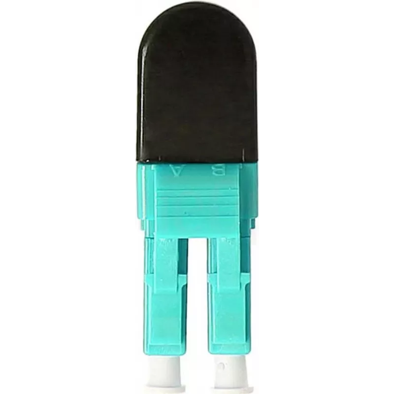 BLUELAN BlueOptics OM3 LC/UPC duplex daugiamodis šviesolaidžio loopback adapteris, akvamarino spalvos, keraminis ferulis, -40°C iki +85°C BOLBLCOM3