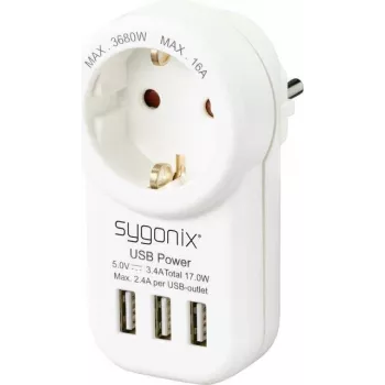 Sygonix SY-4755856 tarpinis kištukas su 2 USB prievadais, baltas