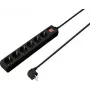 SYGONIX SY-4891006 6 vietų Schuko elektros skirstytuvas su apšviestu jungikliu, 1,5 m kabeliu, juodas
