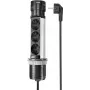 SYGONIX SY-4997104 Power Strip Tower, 6 AC lizdai, 2 USB-A prievadai, 1,5 m kabelis, juoda/sidabrinė