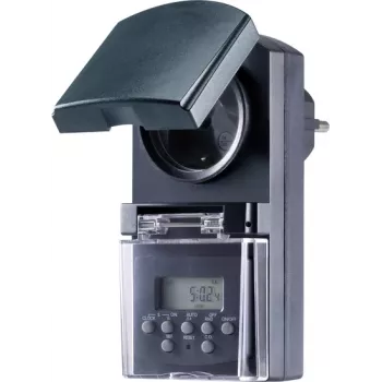 Sygonix SY-5044422 skaitmeninis laikmatis su lizdu, savaitinė programa, 1800 W, IP44, atgalinės sekundės ir atsitiktinė funkcija, balta