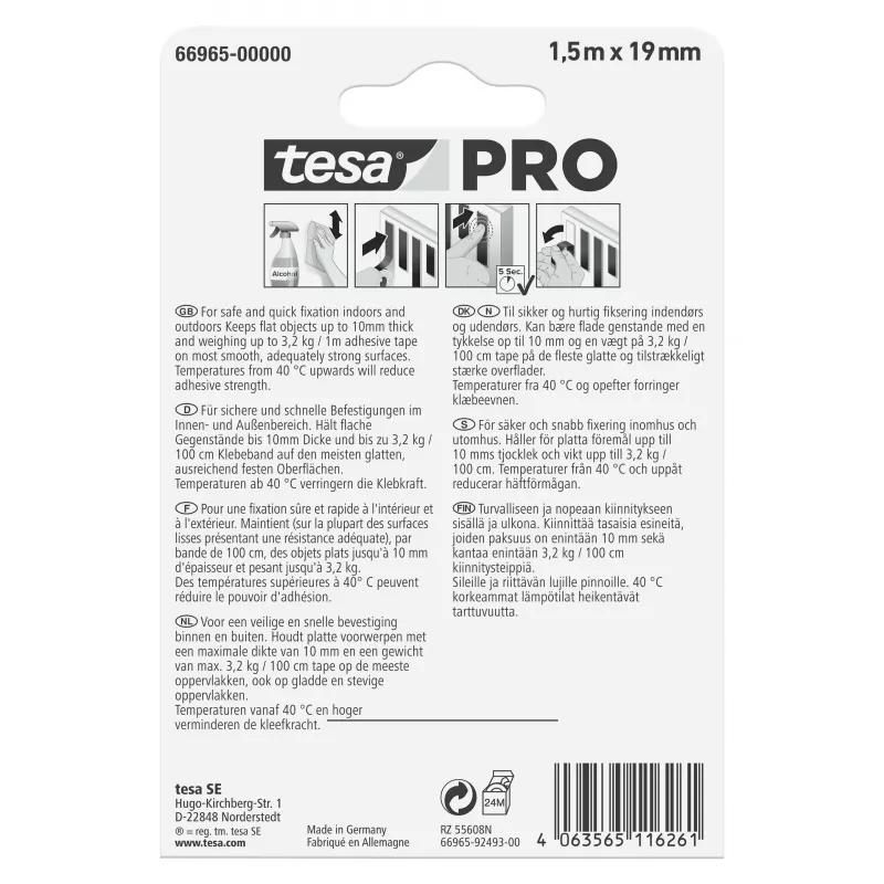 tesa Mounting PRO Transparent 66965-00000-00 tvirtinimo juosta 1,5 m x 19 mm