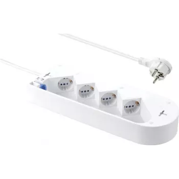 Sygonix SY-5228510 4 lizdų elektros skirstytuvas su jungikliu, baltas, 1,5 m kabelis