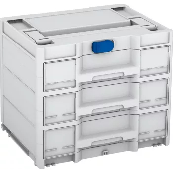 TANOS Systainer³ Sortainer/3 M 337 modulinis smulkių dalių organizatorius su 3 stalčiais, ABS plastikas, šviesiai pilkas/antracitas, 396 x 330 x 296 mm 83000874