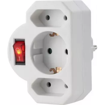 Sygonix SY-4673744 3 lizdų Schuko elektros ilgintuvas su apšviestu jungikliu - baltas
