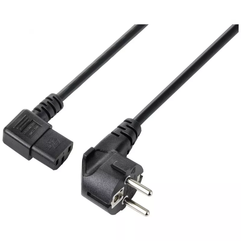Sygonix SY-5243882 IEC C13 maitinimo kabelis, CEE 7/7 kampuotas Schuko į IEC C13 lizdą, 3 m, juodas