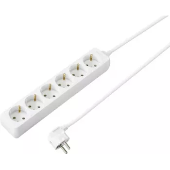 Sygonix SY-4891000 6 vietų Schuko prailgintuvas baltas, 1,5 m kabelis su jungikliu ir apsauga nuo vaikų