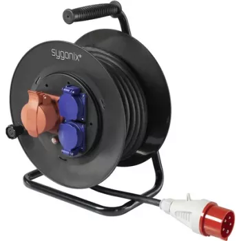 Sygonix SY-5806894 būgnas su kabeliu 25 m CEE kištukas 16 A 5 polių IP44 juodas