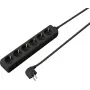 Sygonix SY-4890996 3 lizdų Schuko elektros skirstytuvas su apšviestu jungikliu, 1,5 m kabeliu, juodas