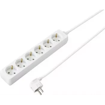 SYGONIX SY-4890998 6 lizdų Schuko elektros prailgintuvas, baltas, 1,5 m kabelis, be jungiklio