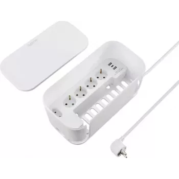 Sygonix SY-6118238 5 vietų Schuko lizdų blokas su 1,5 m kabeliu, baltas