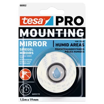 tesa Mounting PRO veidrodžių tvirtinimo juosta, balta, 1,5 m x 19 mm, 66952-00000-00