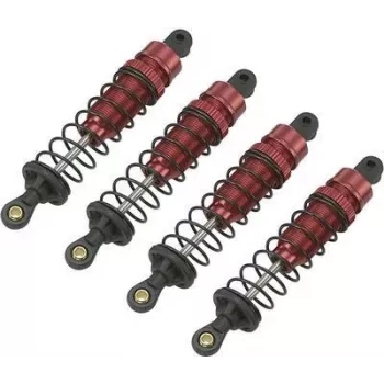 Reely 1:10 aliuminis alyva užpildytas amortizatorius raudonas metalinis su juodomis spyruoklėmis 90 mm (1 vnt.) RE-7409439