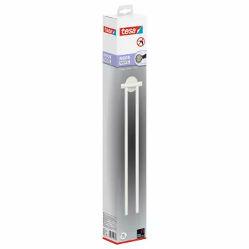 tesa MOON WHITE dvigubas rankšluosčių laikiklis, savaiminio klijavimo, 2 rankšluosčių strypai, metalas, matinis baltas 40572-00000-00