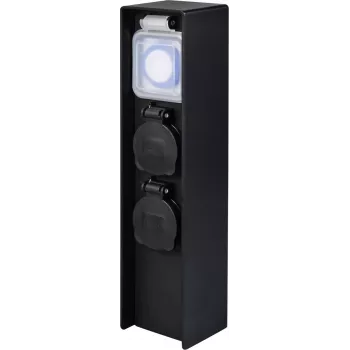 Sygonix SY-6121656 sodo rozetė 2 vietų su timeriu IP44 juoda su įsmeigiamu kuoliuku