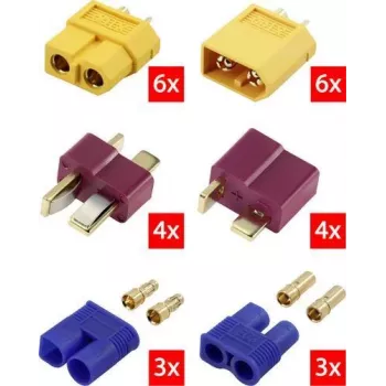 Reely RE-6699867 XT60 į T-Plug ir EC3 auksu padengtas Y formos adapterio kabelis