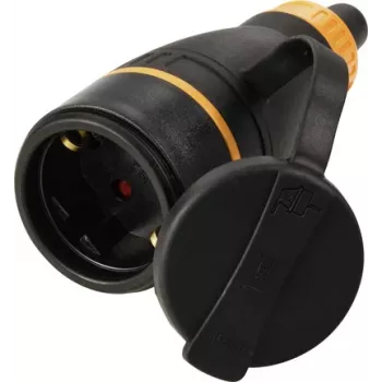 Sygonix SY-6618484 Schuko apsauginė kontaktinė mova TPE PC 250 V/AC juoda oranžinė IP44
