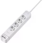 Sygonix SY-4535058 6 vietų maitinimo juosta su apšviestu pagrindiniu jungikliu, 1,5 m kabeliu, balta