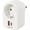 Sygonix SY-6713236 maitinimo lizdo adapteris su 2 USB prievadais, Type F, 3680 W, baltas