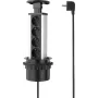 SYGONIX SY-4737792 stalinis prailgintuvas su 8 Schuko lizdais ir 2 USB prievadais, juodas/sidabrinis