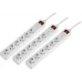 Sygonix 3xSY-5044446 apsauginis ilgintuvas nuo viršįtampių, 6 lizdai, baltas, 1,5 m kabelis, 3 vnt.